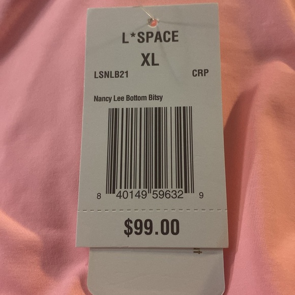 NWT L*Space Nancy Lee Bitsy Bikini Bottom Crystal Pink Twist Front, Size X-Large - Picture 8 of 10